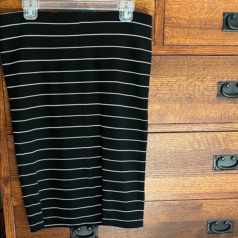 Catherine Malandrino Black Pencil Skirt with White Stripes